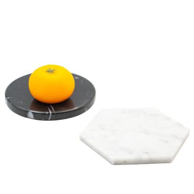 China Mable coaster set of viable black and white marble stone coasters for tea for sale