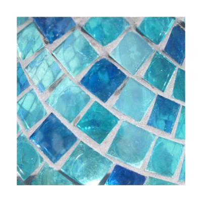 China Mix CLASSIC Iridescent Blues Glass Mosaic For Swimming Pool Tiles for sale