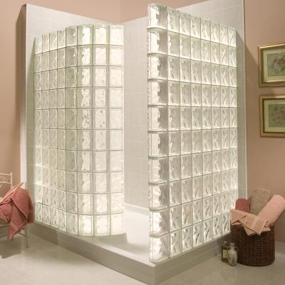 China Square Sea Wave Corner Bricks Pattern Transparent Glass Bricks For Bathroom Walling Installation for sale