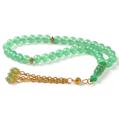 China YS136 India Wedding Gift Green Aventurine Natural Stone Beads 33 Tasbeeh Muslim Islamic Prayer Beads for sale