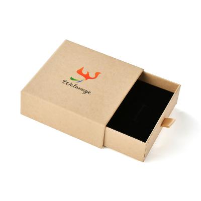 China Eco-Friendly B01 Brown Paper Jewelry Box Kraft Packaging Drawer And Bag Cardboard Box Packaging Custom Logo Gift for sale