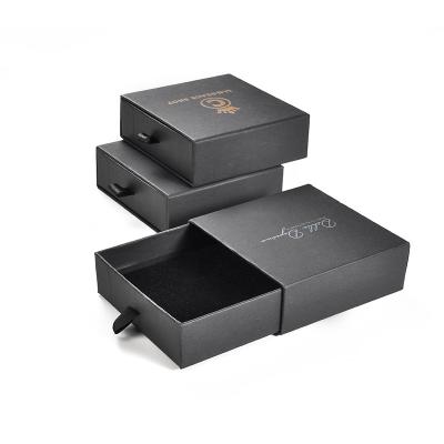 China B01 Handmade Bracelet Boxes Packaging For Jewelry Gift Printed Custom Logo With Small Black Jewelry Box for sale