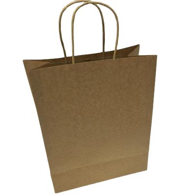 China Recycled Materials Custom Printed Brown Kraft Paper Bags With Twisted Handles for sale