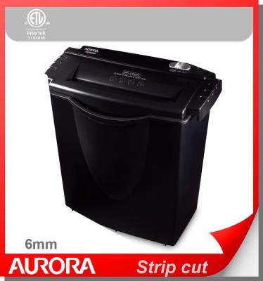 China Aurora AS680SB Plastic Paper Shredder, 6 sheet (A4) strip cut 6 mm, Light Duty Shredding machine for Home & Office Normal for sale