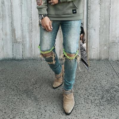 China Breathable YSJ Customized Technics Distressed Jeans Mens Pants Jeans Mens 6 Pocket Loose Jeans For Men for sale