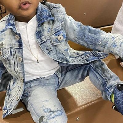 China Boot Cut Ready To Ship Kids Children Base Paints Pants Boys White Jeans Hip Hop Styles Boys Denim Blue Jeans for sale