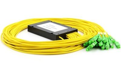 China Plastic Fiber Optic PLC Splitter , ABS Box PLC Splitter 1x16 1x32 1x64 for sale