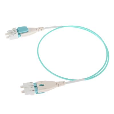 China Uniboot LC LC Fiber Optical Patch Cord Flat Clip Duplex OM3 PVC/OFNR 2.0mm BIF for sale