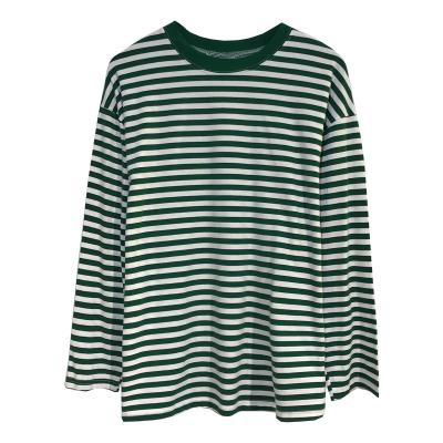 China Breathable 2021 Hot Sale Women Striped Shirts Loose One Size Long Sleeve Fashion Female T-Shirts for sale