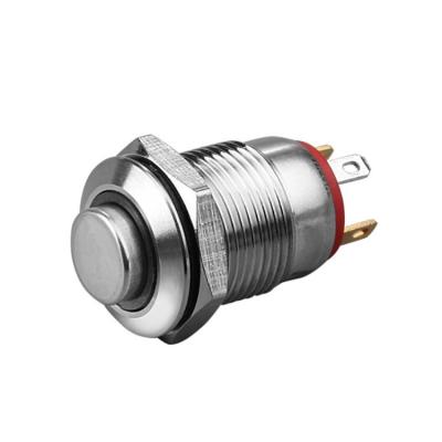 China 12mm 220V Metal Waterproof Push Button Switch With LED Light Power Signal Momentary Latching High Key 12A Ring for sale