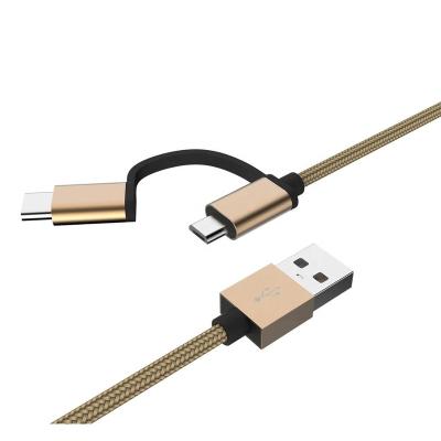 China High Quality MP3 / MP4 Player USB 3.0 2 In 1 Fabric Braided USB Cable for sale