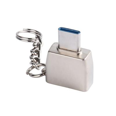 China Zinc Alloy Mobile Phone With Key Chain Portable Good Quality Type C OTG Adapter for sale