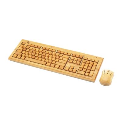 China Factory supplier eco-friendly usb wireless keyboard mini and mouse keyboard bamboo wooden mouse combo for sale