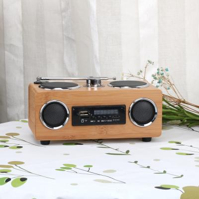 China Mini Factory Wholesale Custom Wireless USB Portable Eco-Friendly Bamboo Wireless Speaker with FM Radio for sale