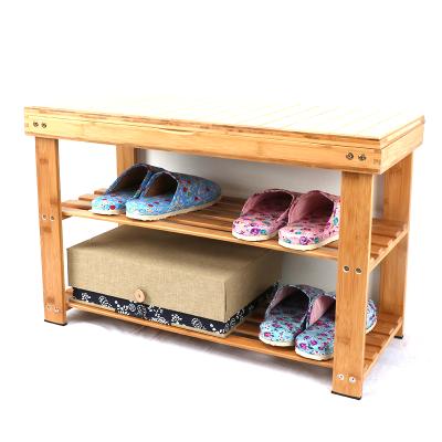 China Expandable Bamboo Wooden Shoe Bench 2 Tiers Entryway Shoe Cabinet Storage Rack for sale