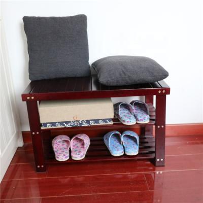 China 2019 Factory Simple Designs Expandable Multifunctional Shoe Bench Storage Bamboo Wooden Shoe Rack Bench for sale