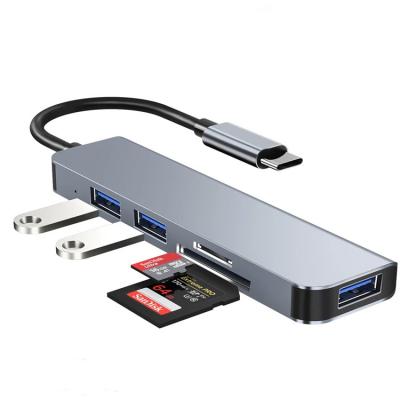 China Aluminum Alloy Housing USB C HUB 3.0 Type C 5 IN 1 Multi Splitter Adapter With Pro 13 SD Reader Slot For Macbook Air PC Computer Accessories 15 pro for sale