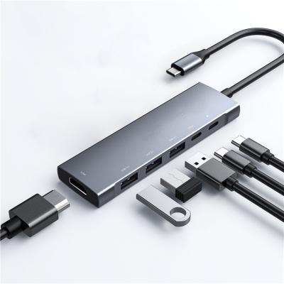 China Aluminum Alloy 9 in 1 USB C Hub Type-C Adapter Converter with 4K USB-C to HDTV Card Reader USB3.0 Charging For MacBook for sale