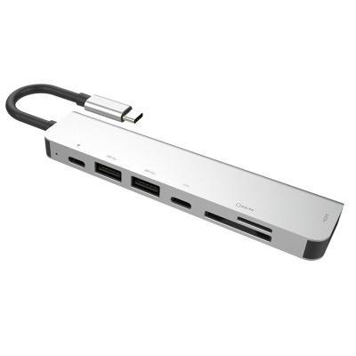 China Aluminum alloy 7 in 1 USB C HUB HD MI (30HZ) +USB3.0*2+PD Charging+ USB-C + SD + TF for sale