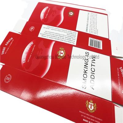 China Red Empty Moisture Proof Offset Printing Cigarette Pack Box With Coated Paper Size Customized Packing And Moisture Proof Color Accept Binhao for sale