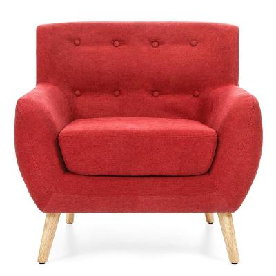 China Wing Back Sofa China Made Single Back Red Fabric Tub Chair Wing Back With Wooden Legs for sale