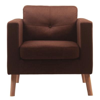 China Hotel Style Furniture Brown Fabric Upholstery Accent Chair Tufted Leather Single Chesterfield Sofa for sale