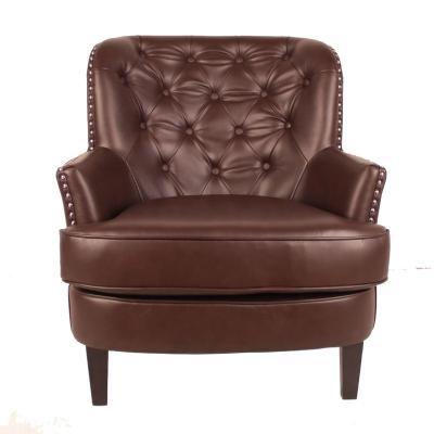 China Ornate Button-tufted Arm Studded Leather Club Armchair for sale