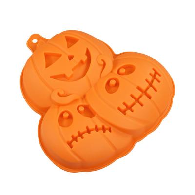 China Stocked Wholesale Halloween Silicone Baking Tray None Stick Pumpkin Chiffon Cake Mold Jelly Mousse Cake Baking Tools for sale