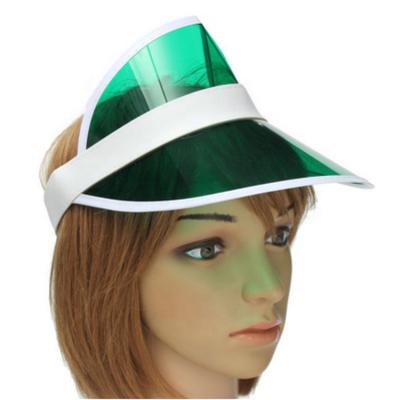 China Custom Picture Colored Plastic Visor PVC Green Plastic Sun Visor Hat For Women for sale