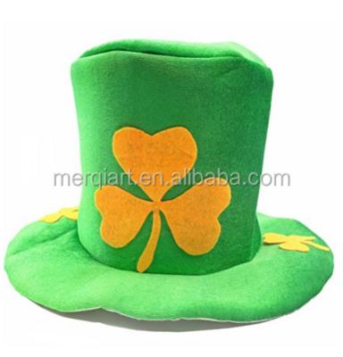 China Picture St Patricks Day Top Hat Shamrock Green Velvet Top Hat For Men And Women for sale