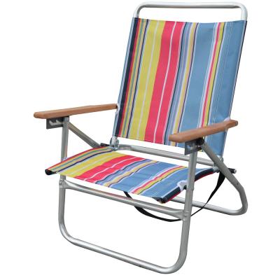 China New Hi Traditional Aluminum Back Folding 4-Way Beach Chair With Wooden Handle for sale