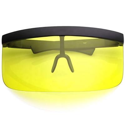 China Fashion Sunglasses Big Shape Futuristic Oversized Flat Surface Shield Mirrored Sun Glasses Lens for sale