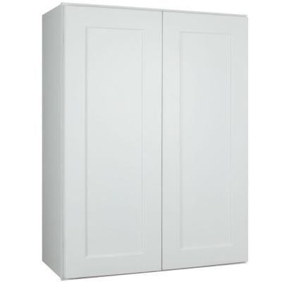 China RTA 30 Inch White Wood Factory Wall Cabinet Solid Wood Kitchen Cabinet Prices - Two Tall Soft Narrow Doors for sale