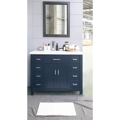 China Wholesale Vanity Cabinet Bathroom Furniture Solid Wood Modern Design In Navy Blue 60 Inches for sale