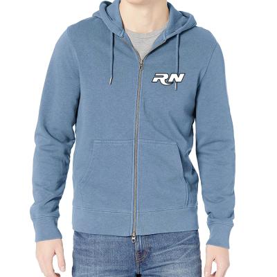 China Custom Logo Anti-wrinkle OEM Plus Size Mens Hoodies Fitted Thick Drawstring Fleece Full Zip Hoodie Men for sale