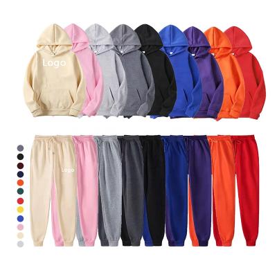 China Custom Waterproof Logo Heavyweight Cotton Unisex Sweatpants And Hoodie Set Unisex Pullover Gym Pants Jogging Mens Hoodies Set for sale