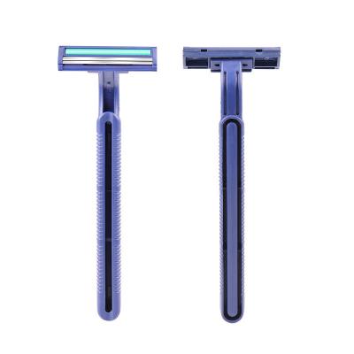 China Stainless Steel Twin Blade Factory Disposable Blade Rubber Handle Shaving Razor For Daily Use for sale