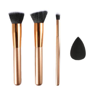 China 4 In 1 Single High Quality Natural Hair Face Rose Gold Private Label Professional Makeup Brushes for sale