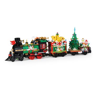 China Model Assembly Brick Set Electricity Building Toy APP Motorized Christmas Train DIY Toy Rail Building Blocks Kids for sale