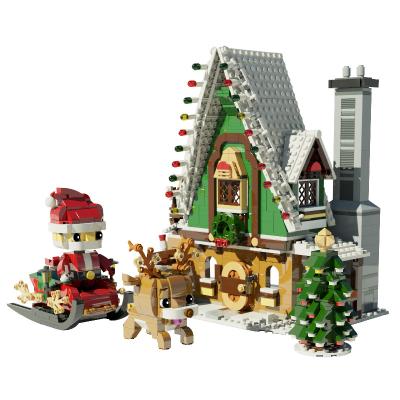 China Children's Education Toys Building Blocks Santa Claus Elf Club House DIY Creative Christmas Decorations Bricks Toys Kid's Gifts for sale