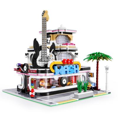 China Wholesale Model Building Toy 16002 Street View Street View Moc Guitar Shop With Led Light Set Building Blocks Set for sale