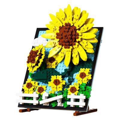 China The Toy Arts Crafts Sunflower Helianthus Painting Picture Framed Building Building Blocks The Flower Toy Set for sale