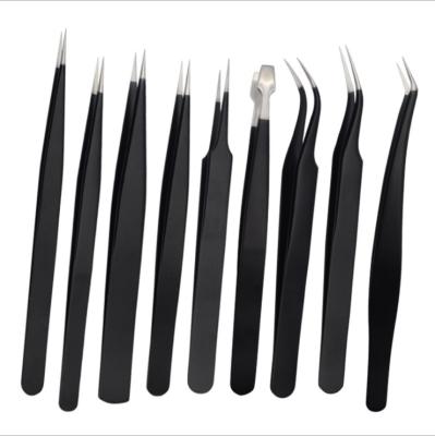 China Wholesale Stainless Steel Beauty Tools Black Makeup Extension False Eyelash Tweezers for sale