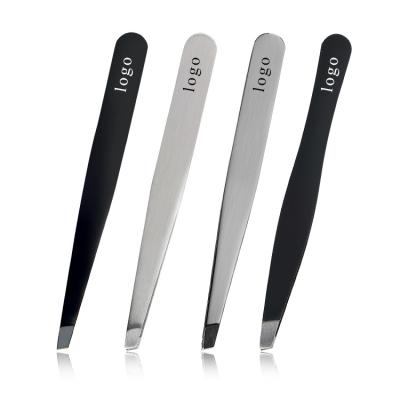 China Professional Private Label Women Eyebrow Facial Hair Remover Stainless Steel Oblique Eyebrow Tweezers for sale