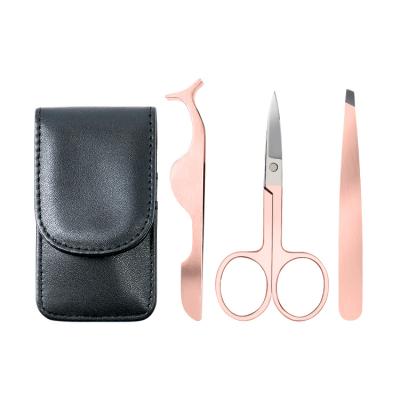 China Professional Custom Logo Stainless Steel Beauty Tools Eyebrow Eyebrow Eyelash Extension Applicator Tweezers and Scissors Set for sale