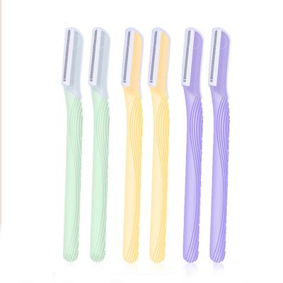 China Custom Portable Safety Handle Plastic Women Make Up Tool Eyebrow Razor Trimmer for sale