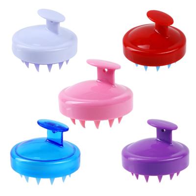 China Custom Shampoo Wash Salon Bath Spa Hair Wash Comb Scrape Exfoliator Massager Silicone Shampoo Hair Brush With Logo for sale