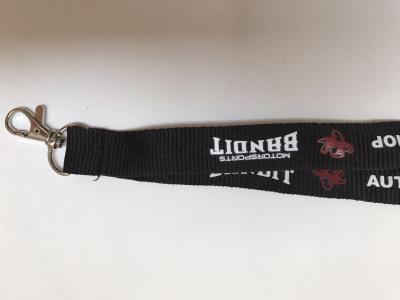 China Black Polyester Silk Screen Lanyards With Metal Hook , Custom Breakaway Lanyards for sale