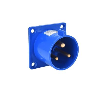 China China best industrial low price pp 220v 240v blue waterproof panel mounted ECO shape male plug for sale