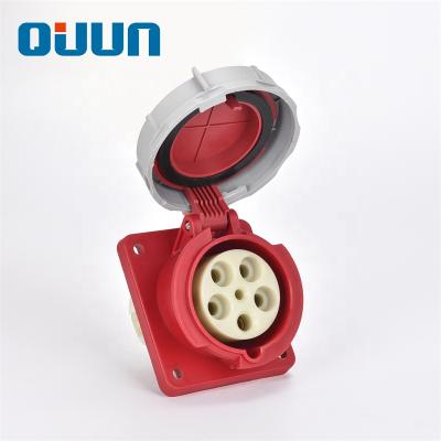 China IP67 Waterproof Red Industrial Panel Mount Industrial Socket Panel 3p+n+e Socket for sale